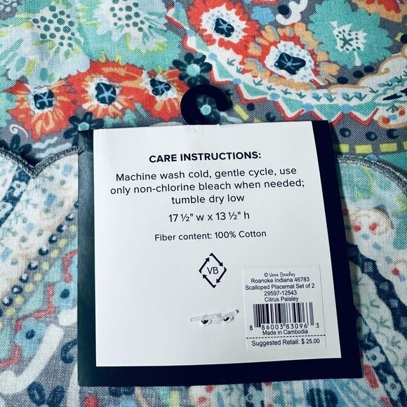 Vera Bradley Citrus Paisley 2-pc Placemats Set - Picture 4 of 4